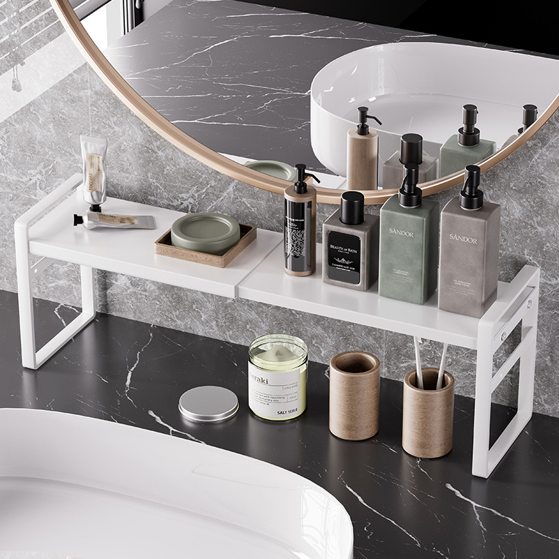Bathroom Vanity Storage Box Narrow Retractable Layered Rack Cosmetics Mirror Cabinet Storage Rack Skin Care Product Desktop