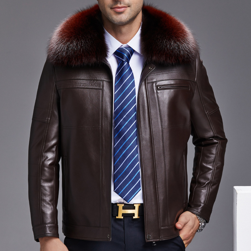 Jacket, warm liner, wholesale, genuine leather