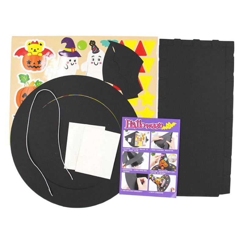 La bruja de Halloween señaló sombrero hecho a mano pasta producción rendimiento papel kindergarten creativo tocado vestido de bricolaje sombrero