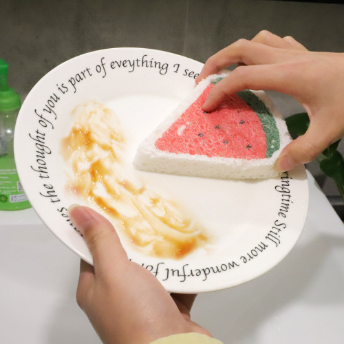 Cartoon printed compressed wood pulp sponge dishwashing sponge kitchen dishwashing sponge wiping dish sponge block wood pulp cotton heart shape