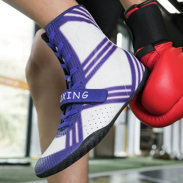 Large Size Boxing Fighting Shoes High-Top Boots Men's and Women's Martial Arts Competition Training Shoes Non-Slip Shoes Comfortable Lightweight Wrestling Shoes