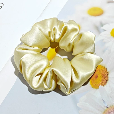 Saç üçün rezinlər, Silk Scrunchie - 30mm-4cm-hair-tie-champagne-color