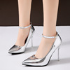 Silver fashionable footwear high heels, bridesmaid dress, wedding dress, bright catchy style, plus size, wholesale