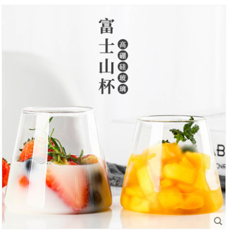 재고 마운트 후지 붕규산 유리 투명 물 컵 차가운 음료 주스 컵 아이스크림 컵 맥주 칵테일 컵
