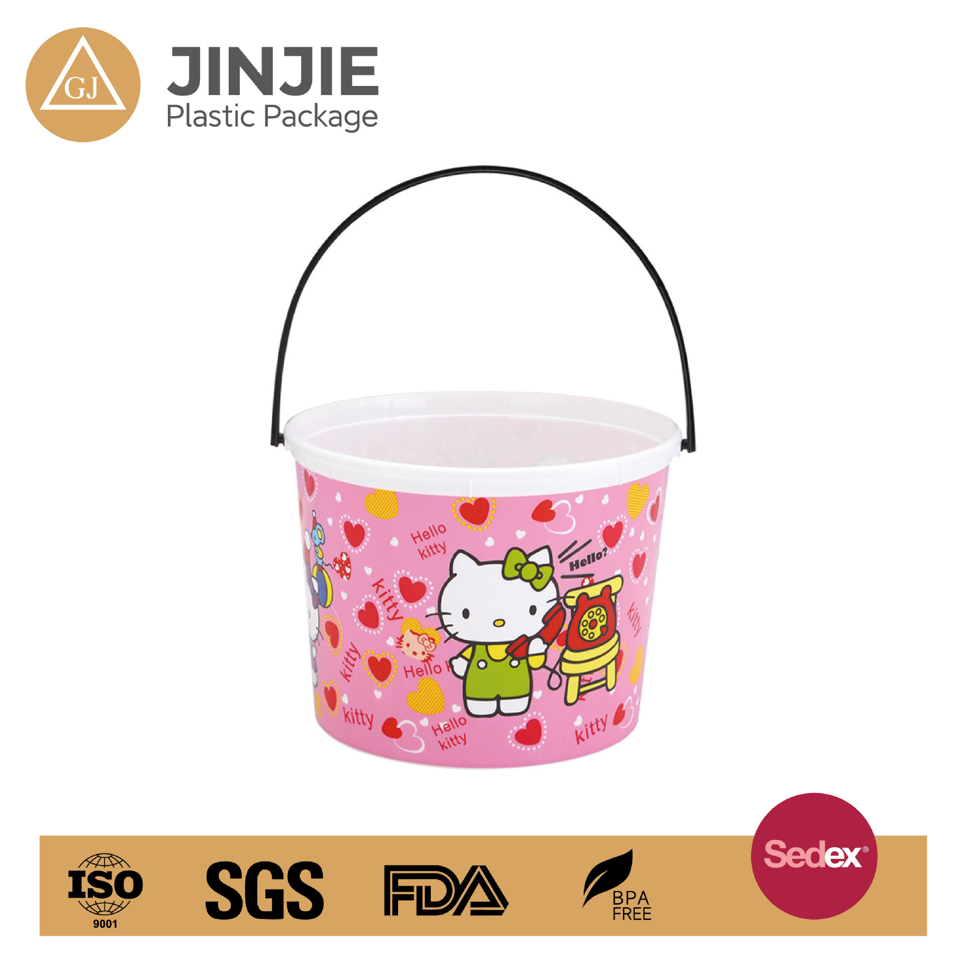 JJ厂家直供PP塑料储物食品级爆米花桶可加工模内贴