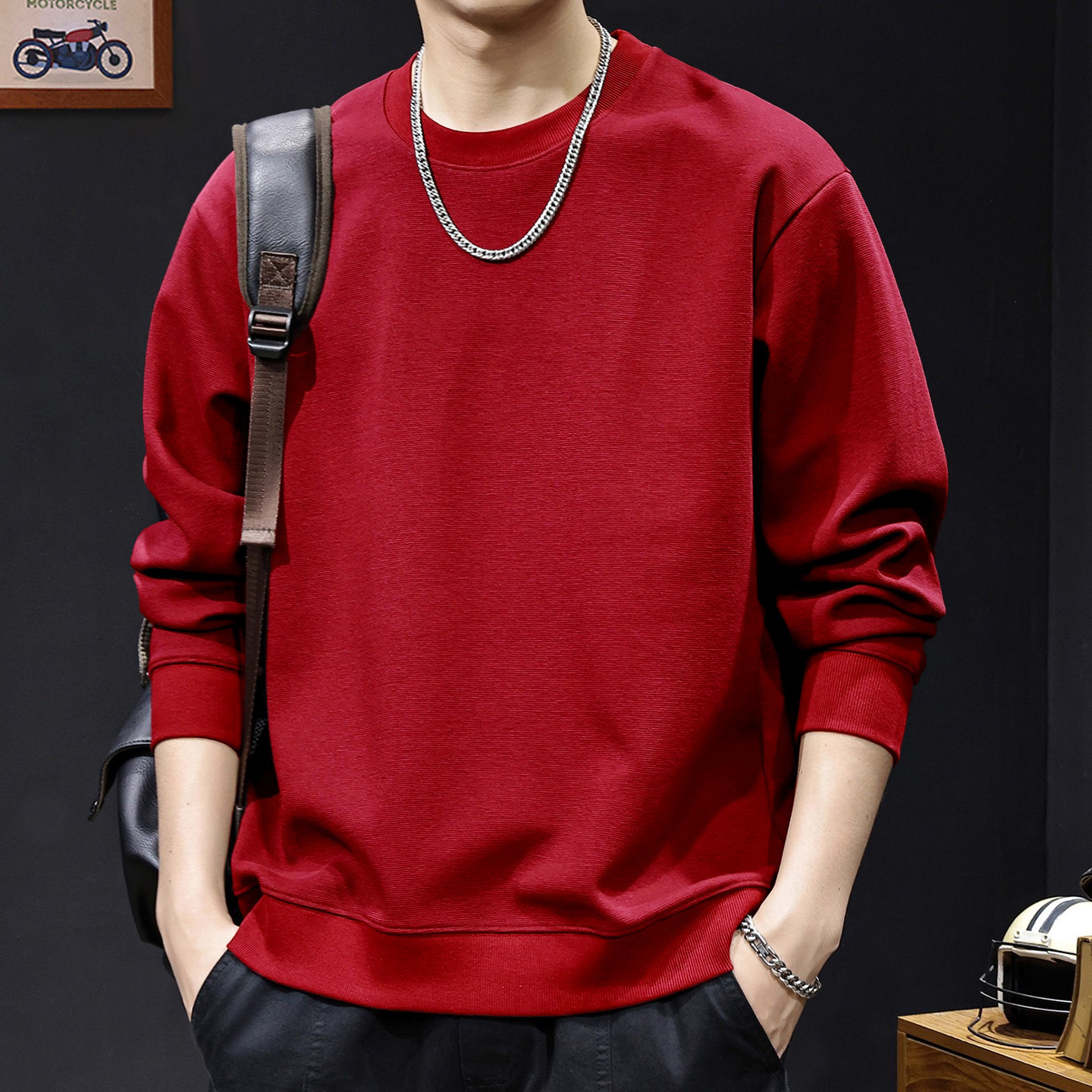 Marca de moda de hombre camisa de cuello redondo para hombres primavera y otoño nuevo tipo suelto simple pareja con chaqueta de terciopelo para hombres