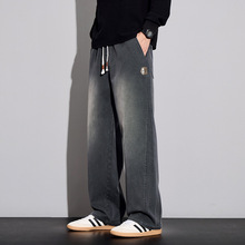 休闲裤男士秋冬季天丝仿牛仔阔腿裤2025新款潮牌美式宽松直筒长裤