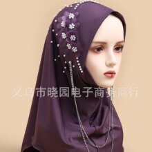 时尚新款头巾牛奶丝项链套头纱巾钉珠女士休闲盖头方便头套
