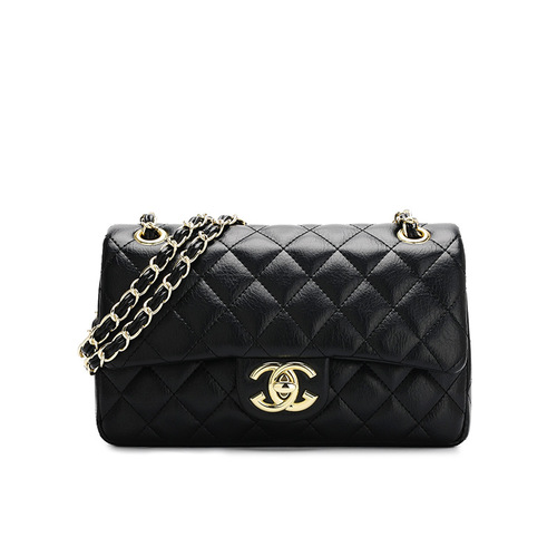 Genuine leather rhombus chain bag for women  new style high-end small fragrance style single shoulder crossbody bag fashionable armpit bag