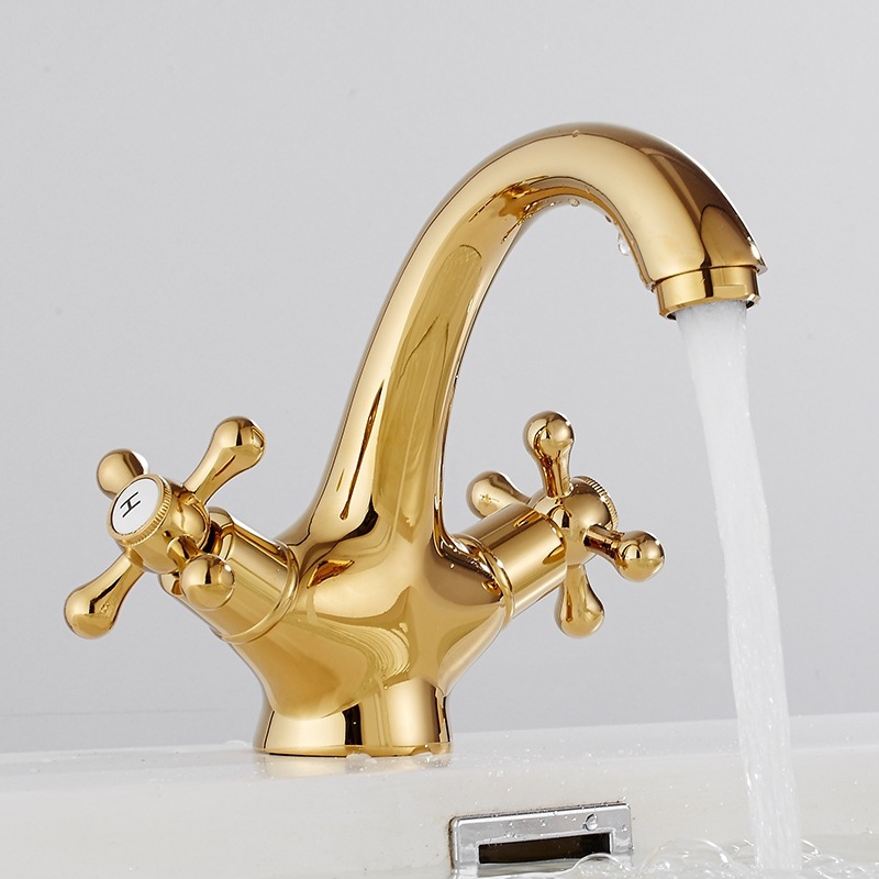 De estilo europeo cobre grifo de oro antiguo grifo de la cuenca del grifo baño Lavado de Manos cuenca fría retro hogar