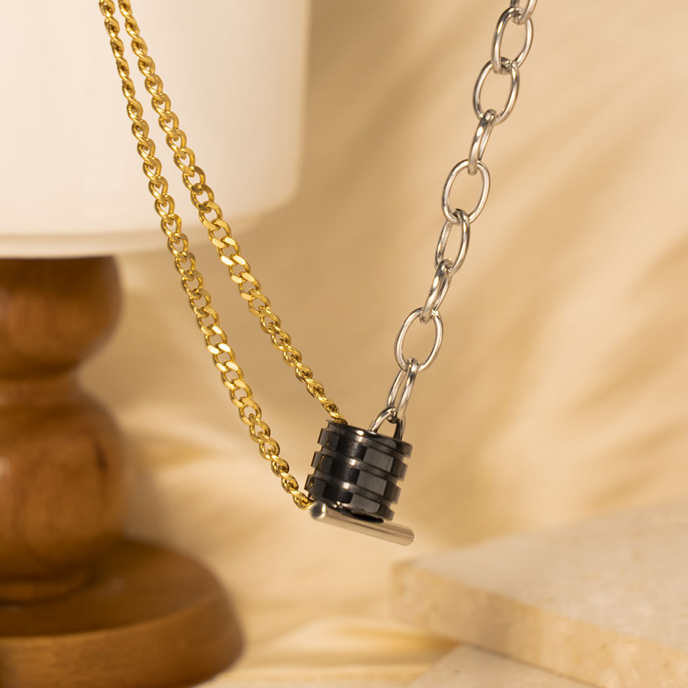 Holiday Occasion Titanium Steel Material Solid Color Pattern Wholesale Jewelry Vacation Solid Color Titanium Steel Plating Necklace Cable Chain