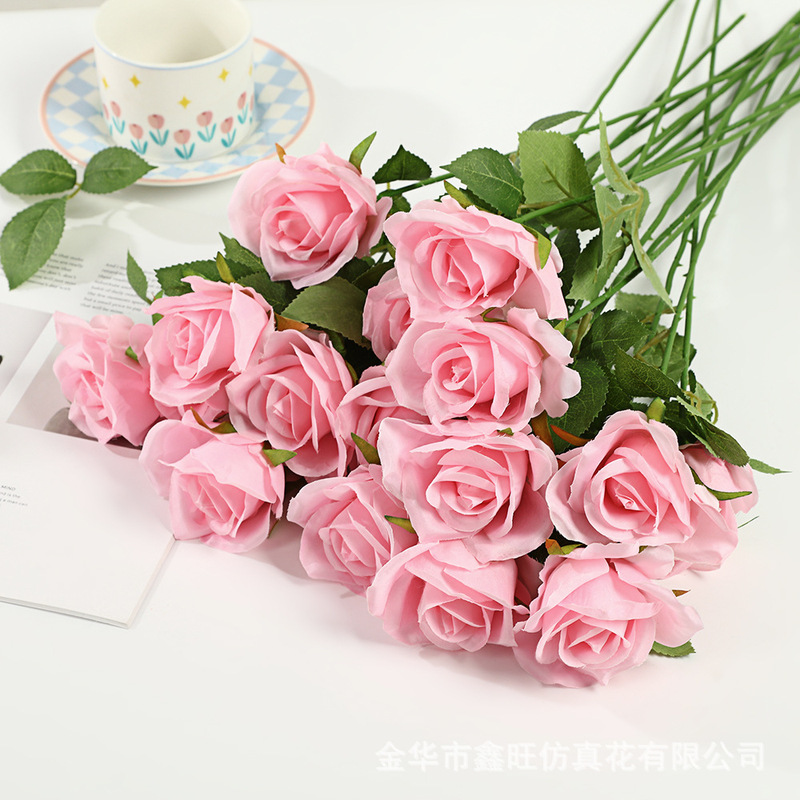 多色珍珠玫瑰仿真花家居客厅酒店婚礼餐桌装饰永生花户外拍摄假花|undefined