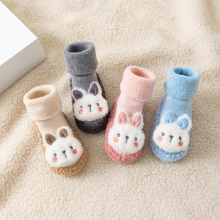 Thickened baby floor socks autumn and winter Terry cute mid-calf children toddler shoes socks cartoon non-slip baby socks 2023