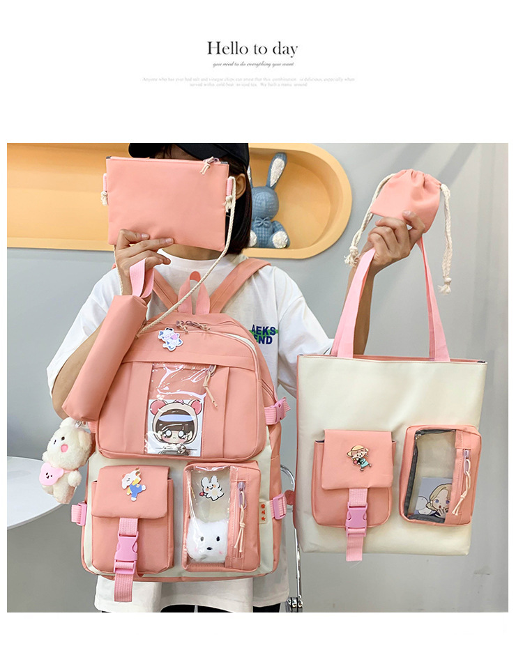 Wholesale Large-capacity Doll Pendant Five-piece Backpack Nihaojewelry display picture 37