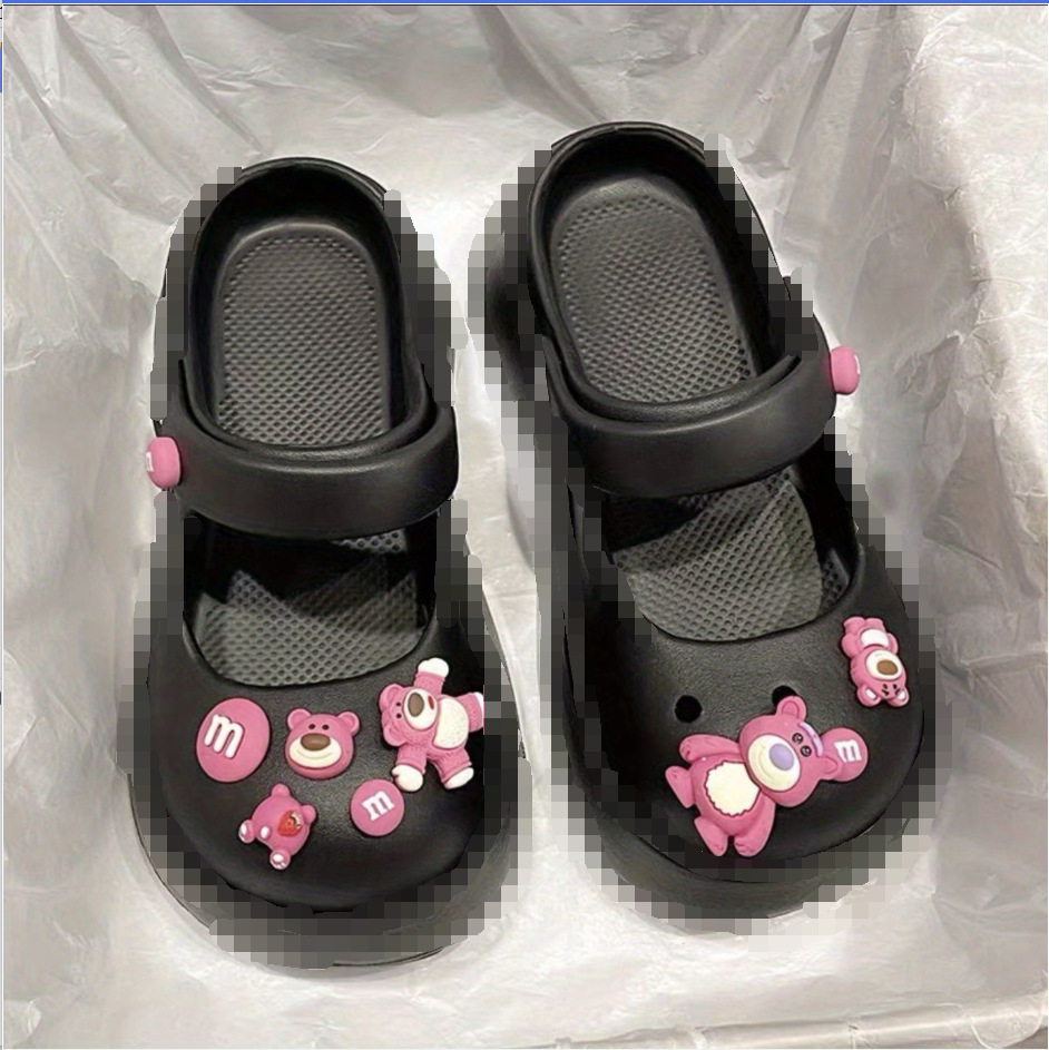 Mary Jane zapatos de agujero de fondo grueso de las mujeres antideslizante zapatillas de estilo Chanel estilo occidental de las mujeres del dedo del pie cerrado sandalias de las mujeres al aire libre