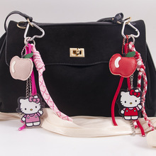 新品皮质水果包包挂件苹果编织绳包挂饰亚克力KT猫钥匙扣汽车挂件