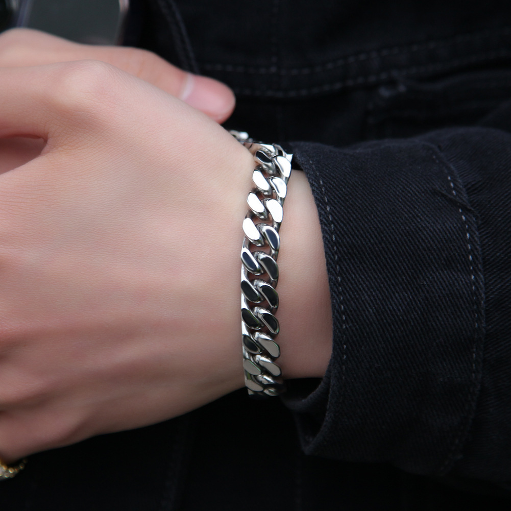 68g Weight Bracelets Classification 316L Stainless Steel Chain Material 1 Piece Quantity Holiday, Daily Occasion 316L Stainless Steel Material Geometric Pattern Men's Gender Simple Style Style Waterproof Non Tarnish, Surgical Steel Craft Simple Style 316L Stainless Steel  Geometric Men's Chain Bracelets 15