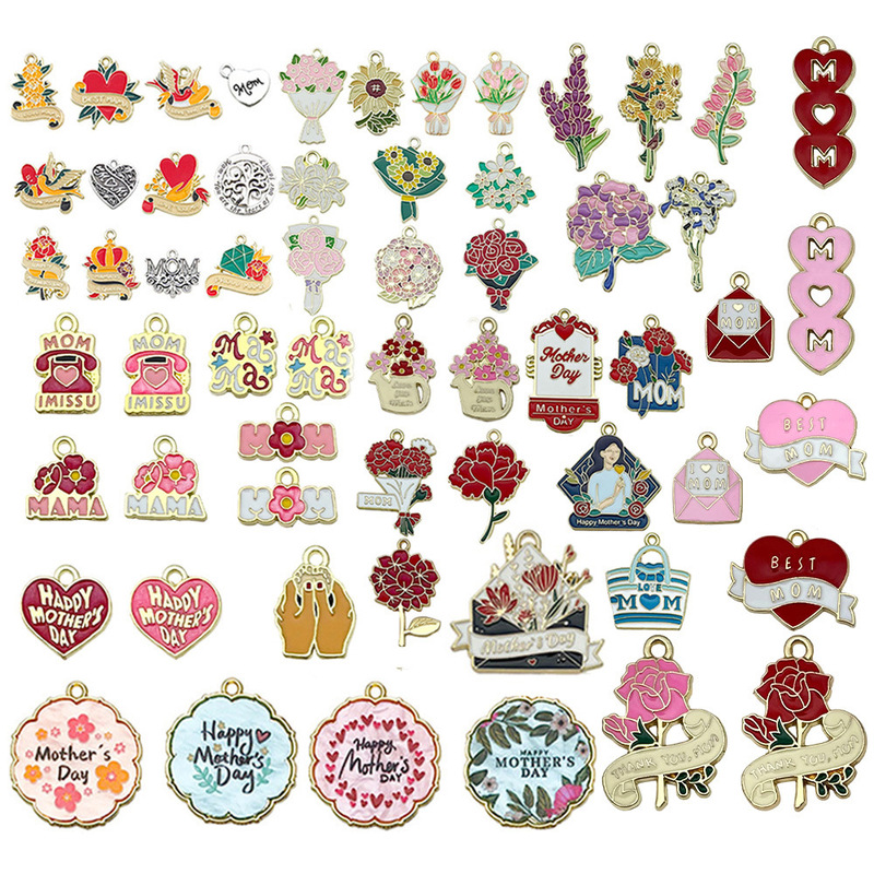 跨境母亲节mama康乃馨花束挂件吊坠钥匙卡通清新包包挂饰品钥匙圈|undefined
