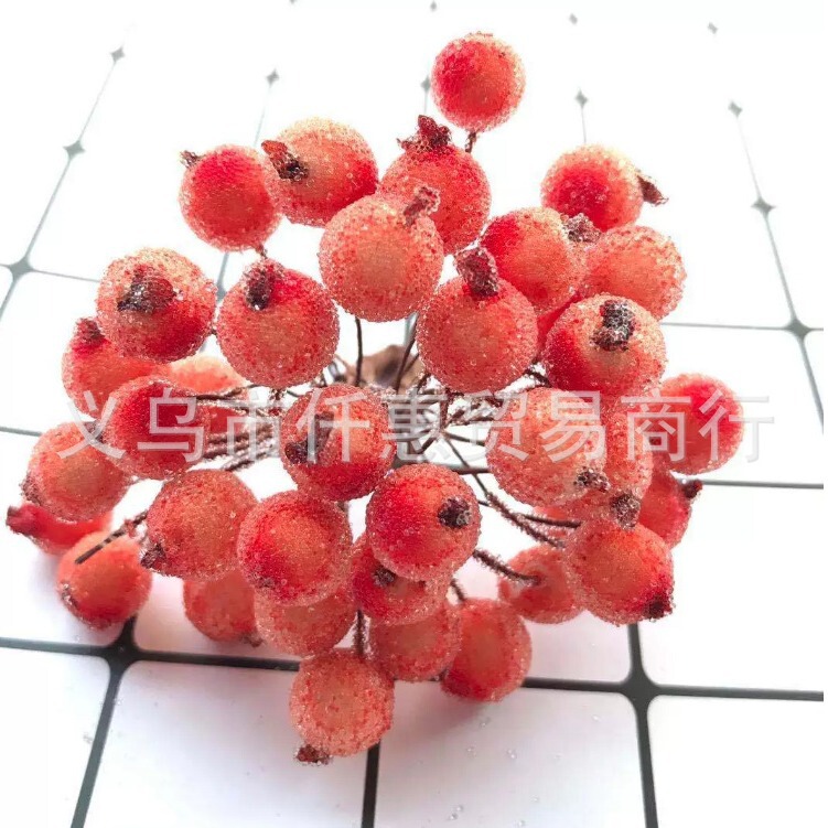 12mm Simulation Foam Christmas Cream Berry Pomegranate Fruit Frosted Beads Fruit DIY Rattan Garnish Material Accessories