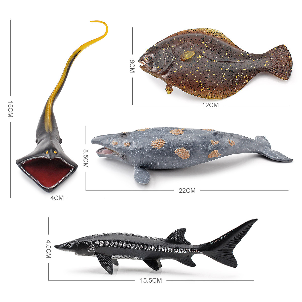 Transfronteriza exportación simulación animal marino ballena gris amplia golondrina angula platija esturión modelo decoración cognitiva juguete