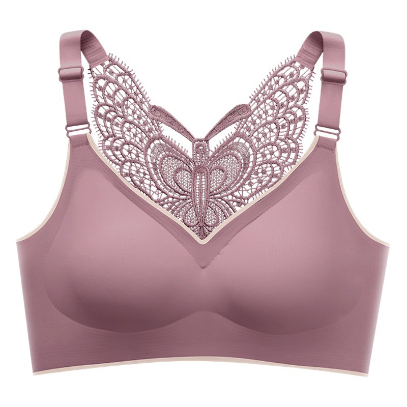 Mariposa belleza espalda Tailandia látex Sujetador push up ropa interior inalámbrico con almohadilla en el pecho sin costuras más tamaño chaleco sujetador