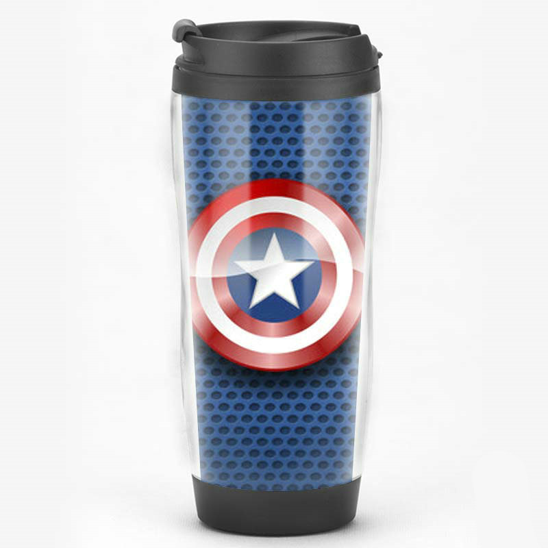 Equipo de EE. UU. Película de superhéroes que rodea al Capitán América Regalos Recuerdos de los fanáticos Taza de agua Taza de café con tapa