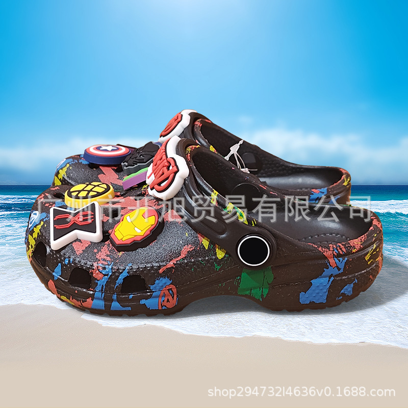 Avengers Children's Clogs with Shoe Charms for Boys, Big Kids' Closed-Toe Slippers, Sandals for Children