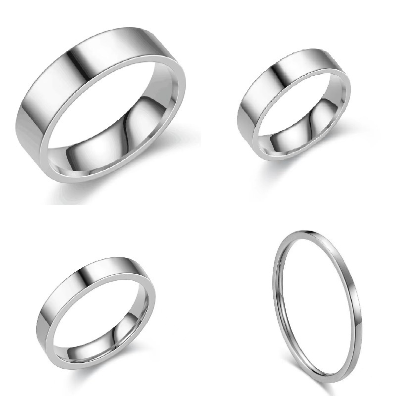 2mm4mm6mm8mm inner ball outer flat fashion stainless steel ring men's and women's tail ring plain ring titanium steel ring wholesale
