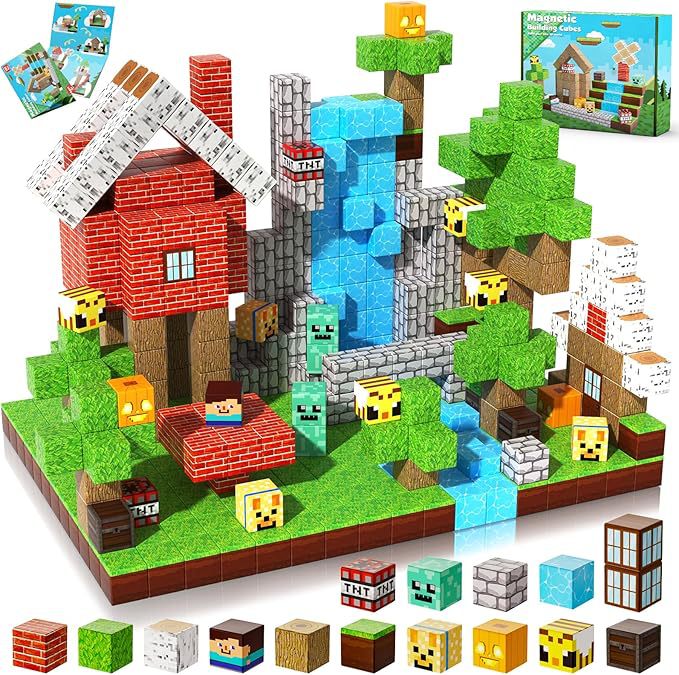 Bloques Magnéticos de Construcción de Castillo My Mini World de Amazon, Azulejos Magnéticos, Juguete de Bloques de Construcción Magnéticos DIY para Niños