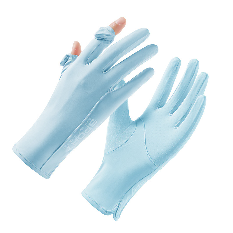 Guantes de protección solar, protección para mujer de verano, protección UV, conducción de seda de hielo, bicicleta eléctrica al aire libre, guantes cortos delgados image 9