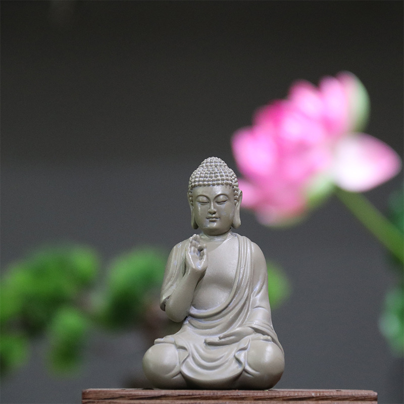 中式树脂小佛像摆件禅意假山园艺花卉盆景微景观造景佛陀装饰玄关