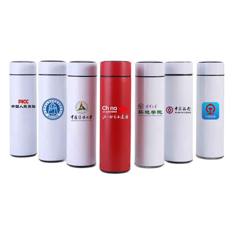 Negocio de acero inoxidable inteligente taza de aislamiento térmico Oficina taza recta hombres y mujeres publicidad regalo taza de agua personalización al por mayor