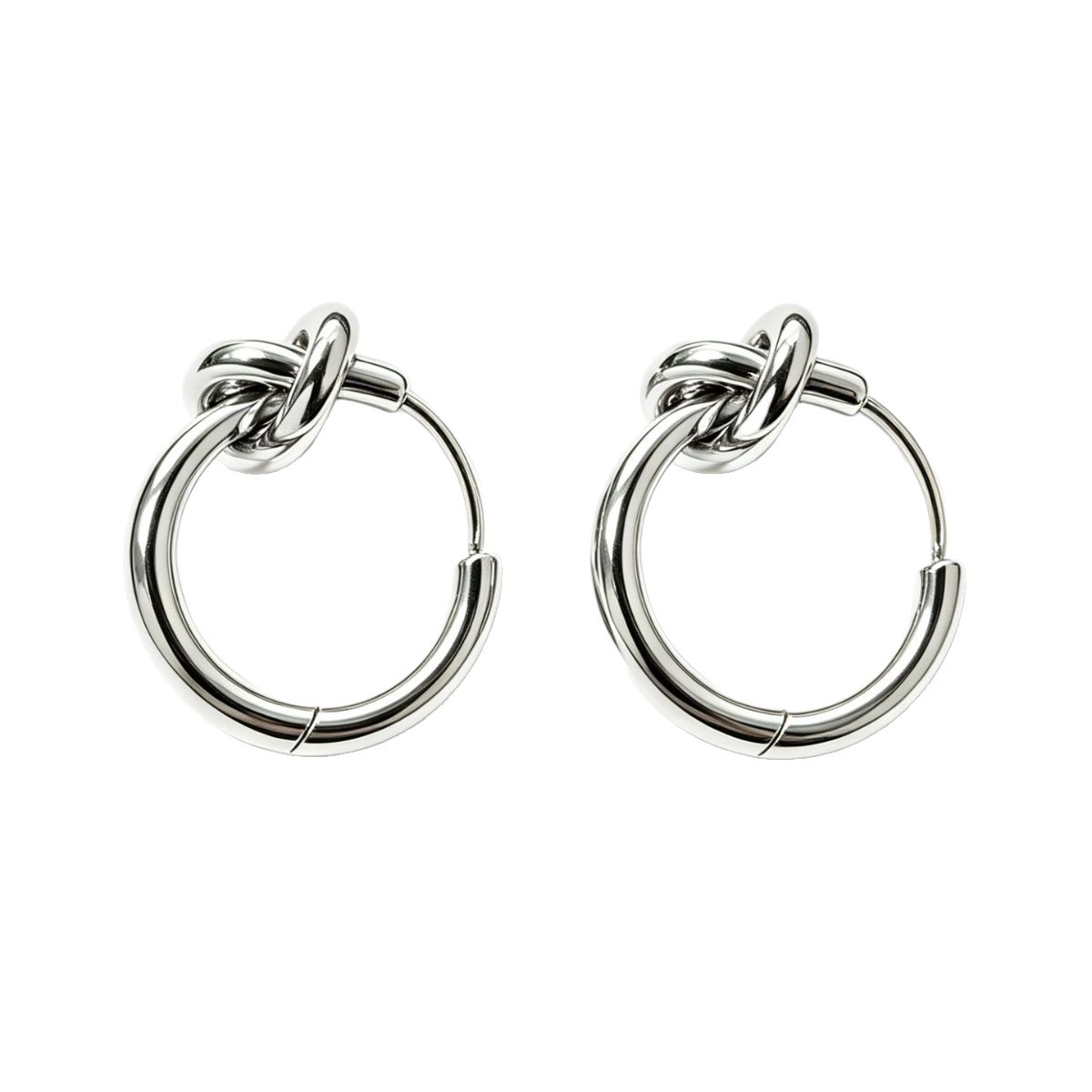 Minimalist Knotted Stainless Steel Hoop Stud Earrings For Women_voghion.com