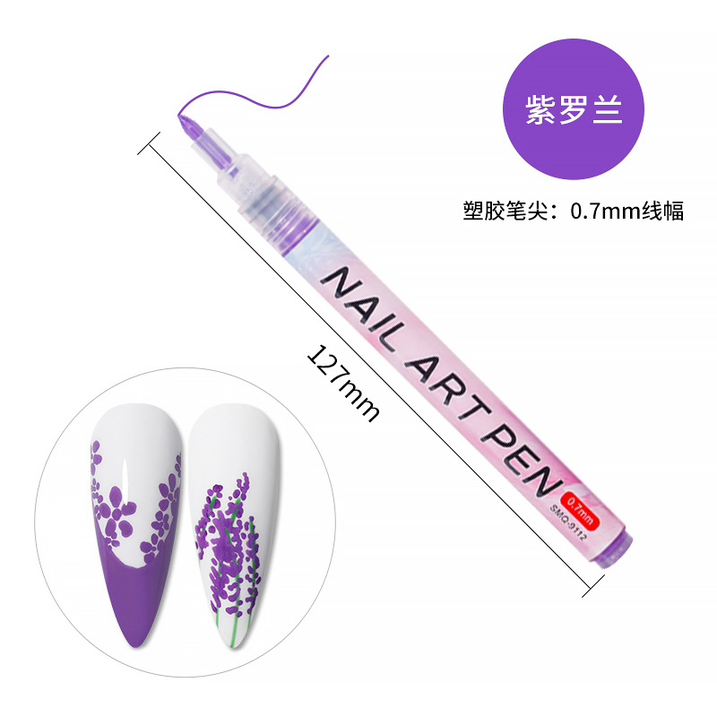 SOMEQI Bolígrafo para decoración de uñas de 12 colores para pintar y puntear, bolígrafo con punta de aguja para diario DIY, bolígrafo para delinear, bolígrafo para grafiti para decoración de uñas.
