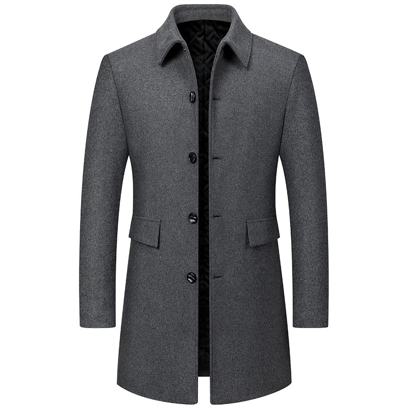 Middle-Aged Men's Woolen Outwear Woolen Mid-Length Outwear Suit Collar Woolen Casual Outwear 2025 Autumn and Winter Men's Clothing
