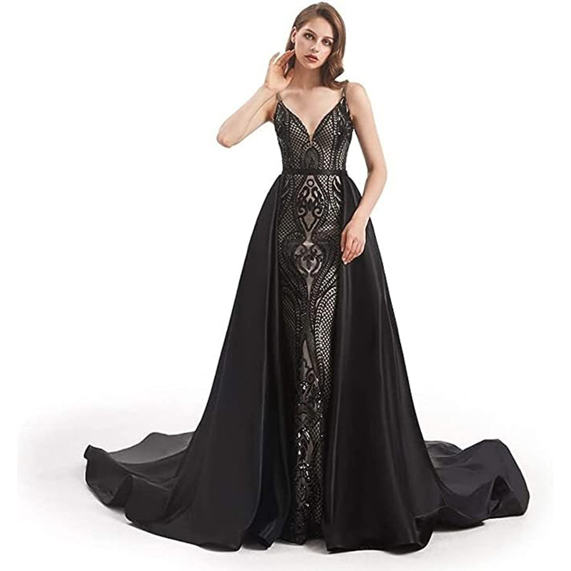 Vestido de Noche para Banquete 2025, Nuevo Estilo, Cola de Pez, Brillante, Elegante, de Alta Gama, para Presentadora, Pasarela, Reunión Anual