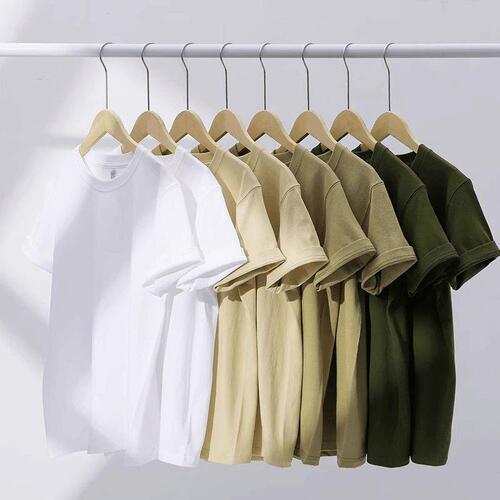 Good Quality Heavyweight 320G Cotton Crew Neck Short Sleeve T-Shirt for Women Loose Pure Color Casual Basic Top for Men