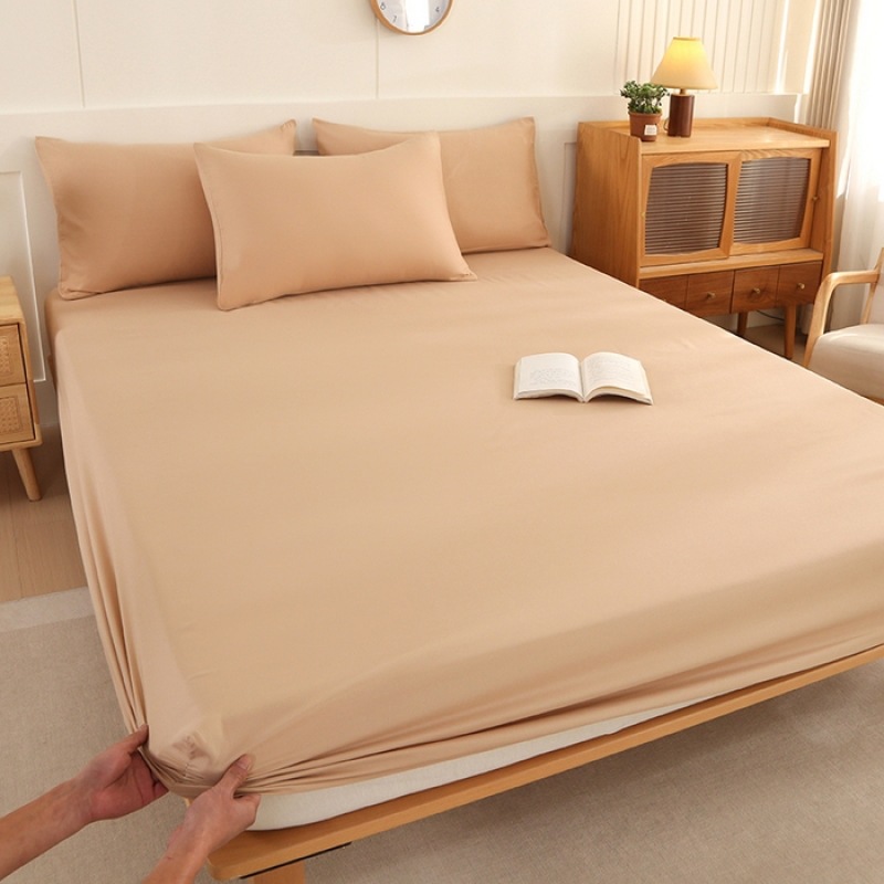New Skin-Friendly Washed Cotton Fitted Sheet Series Bed Cover Single Piece Thickened Dust Cover Mattress Protector Anti-Slip Bed Sheet