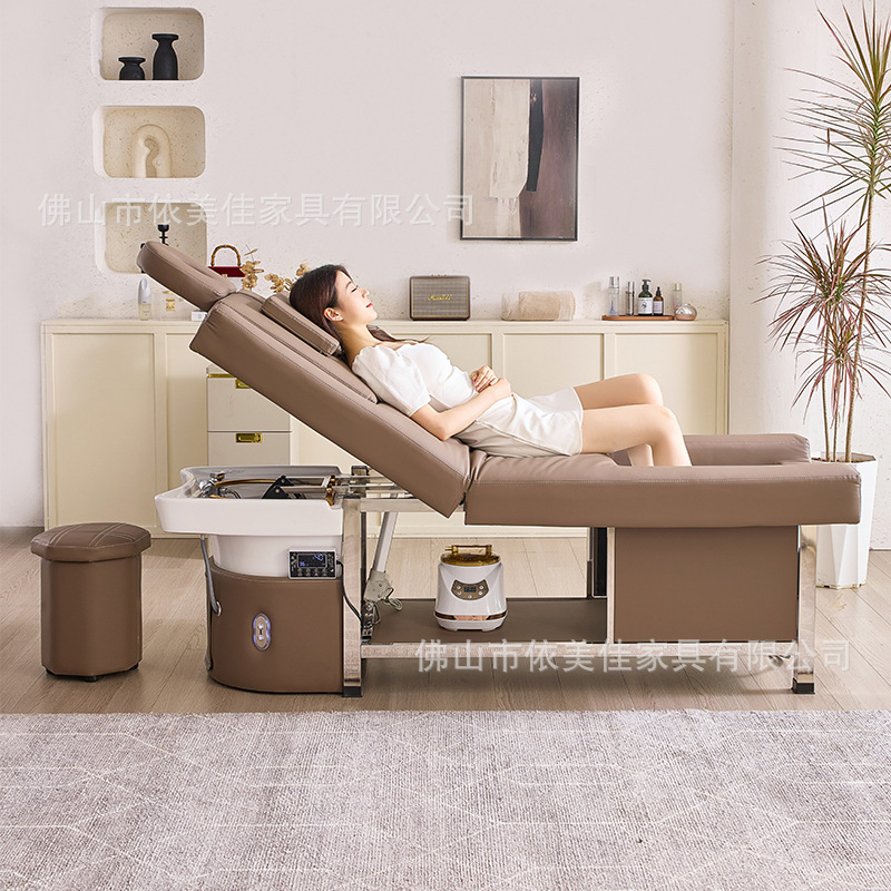 Cama eléctrica elevadora multifuncional para salón de belleza, cama de lavado de cabello, cama de masaje para terapia de cabeza, cama de masaje y cama de fumigación para circulación de agua