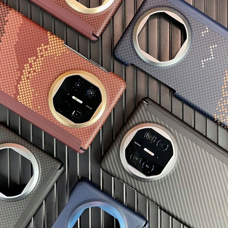 适用于华为mate x5磁吸双中轴手机壳X3铰链保护套X6碳纤维纹水贴|undefined