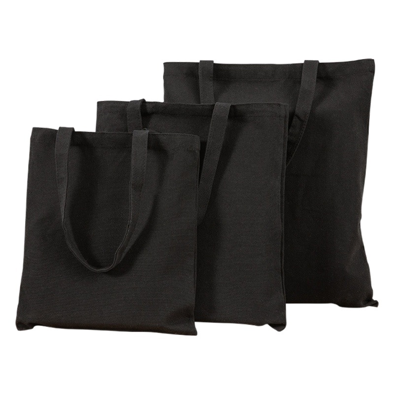 Bolsa de lona pequeña negra simple de las mujeres en stock bolsa de lona portátil en blanco Fábrica crossbody estudiante publicidad artística de un solo hombro