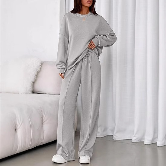European and American Cross-Border Women's Clothing 2025 New Fashion Casual Suit Pure Color Long-Sleeved Sweatshirt Zipper Pants Two-Piece Set