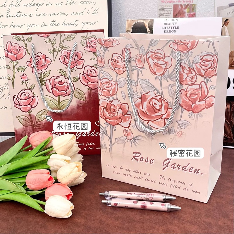 新款花园系列白卡礼品袋ins高颜值加厚手提袋简约高级感送礼袋|undefined