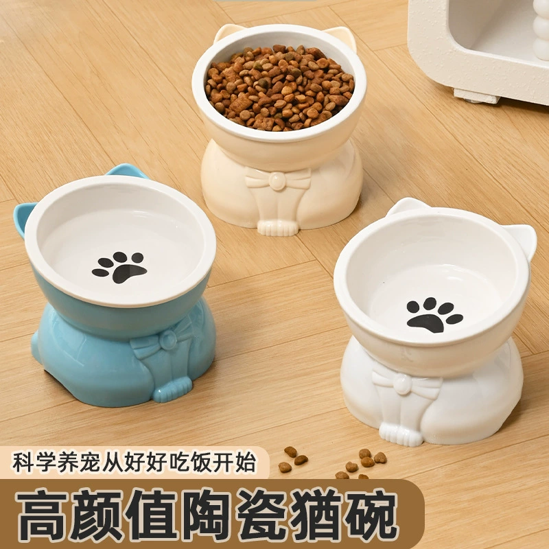 Кошачья чаша милая керамическая кошка пьет воду миска для еды Кошачья корма для защиты шейного отдела позвоночника