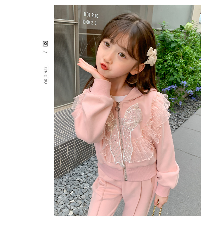 Cardigan à capuche à manches longues pour filles, nouvelle mode coréenne de sport, pantalon Micro déchiré, ensemble deux pièces décontracté, automne 2023_voghion.com