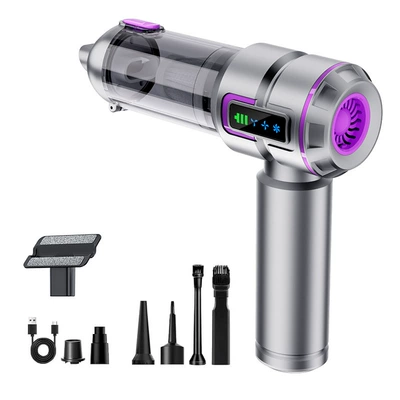 Wireless Car Vacuum Cleaner with Lcd Tozsoranlar - 6697-silver-purple-intelligent-3-speed-adjustment-16000pa