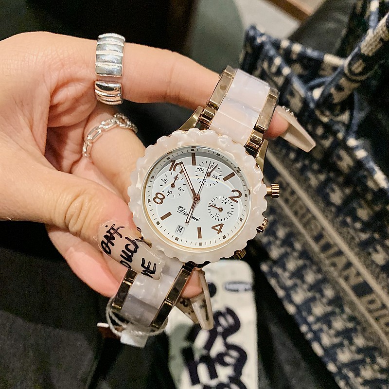 Timiny Modello in marmo colorato Cinturino per orologio alla moda Moda Internet Celebrity Digital Face Band Calendario Cinturino in acciaio Orologio da donna_voghion.com