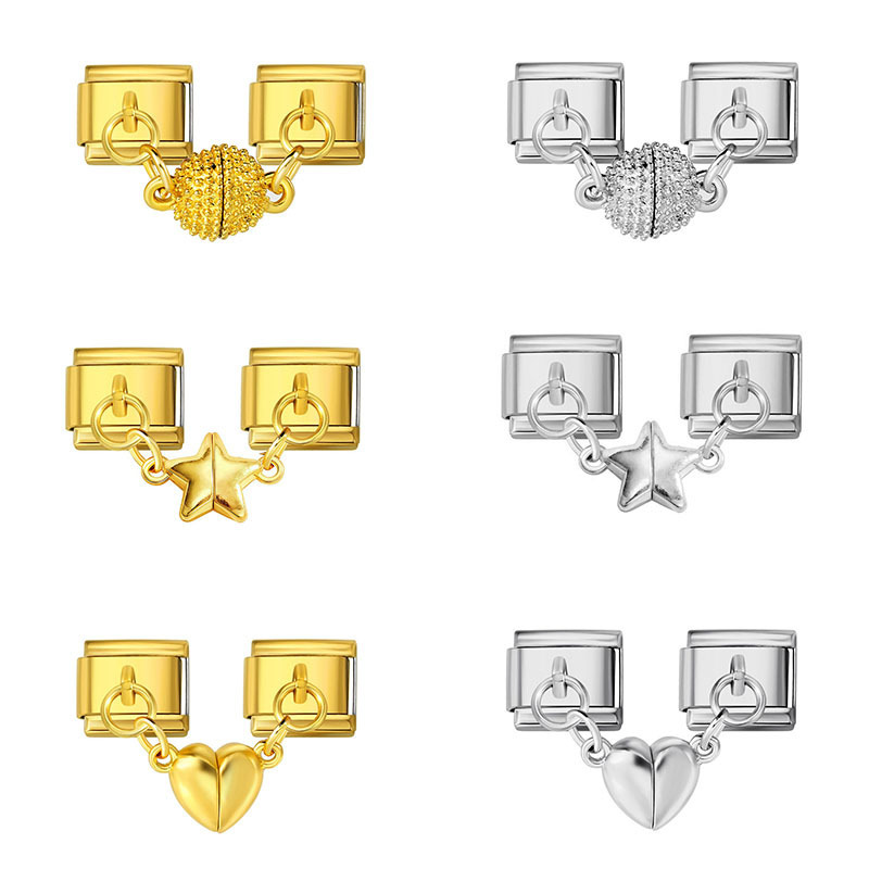 Cross-Border Popular Silver Heart Magnetic Pendant DIY Italian Modular Bracelet Accessories Fashion Light Luxury Jewelry Wholesale Cross-Border Popular Silver Heart Magnetic Pendant DIY Italian Modular Bracelet Accessories Fashion Light Luxury Jewelry Wholesale