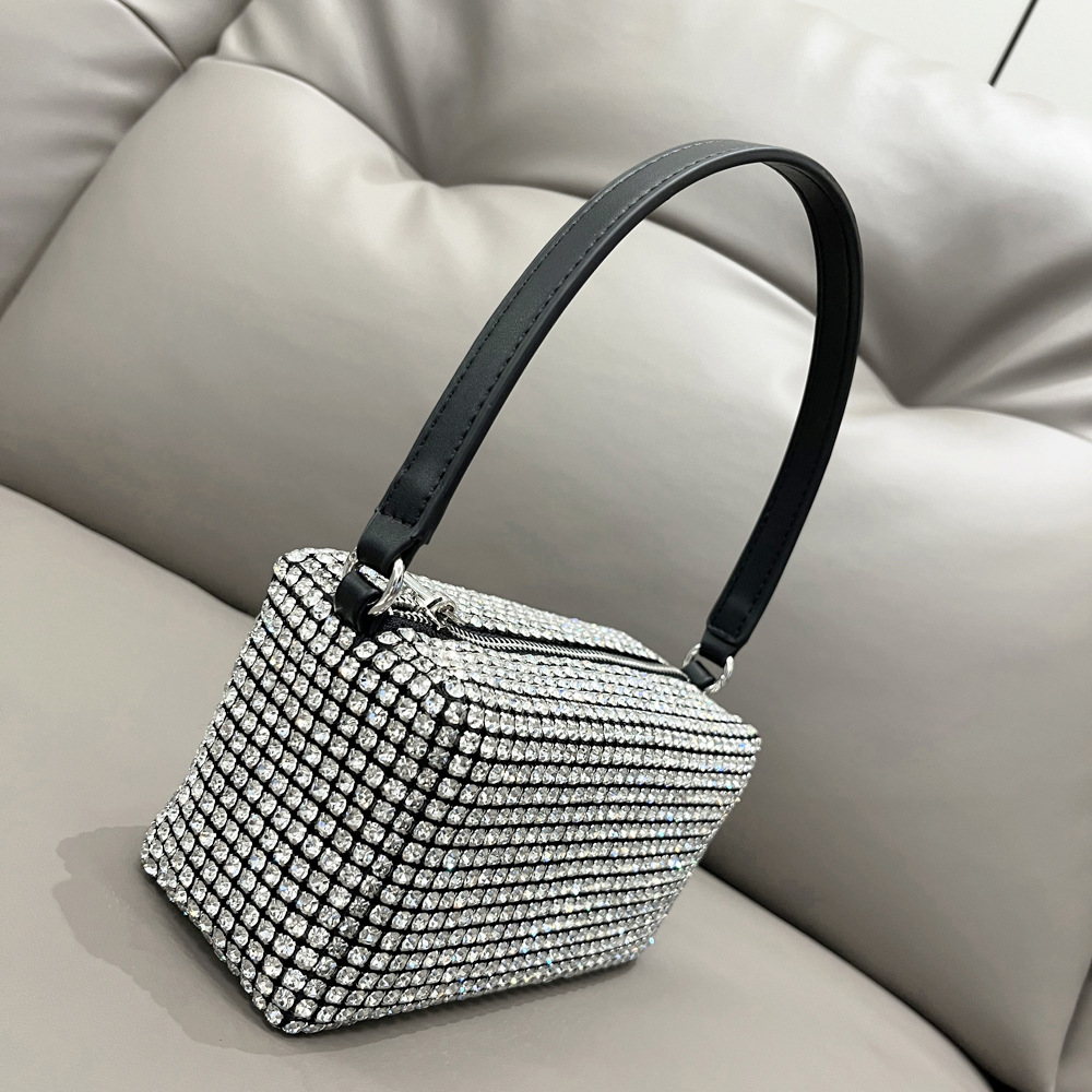 Rhinestone Top Handle Bag Sparkling Crystal Mini Shoulder Purse_voghion.com