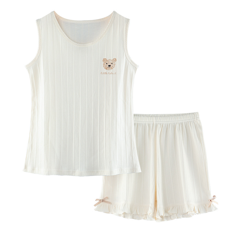 Nueva pareja de algodón pijamas hombres verano chaleco shorts cuello redondo pullover deportes casual desgaste del hogar traje las mujeres desgaste exterior